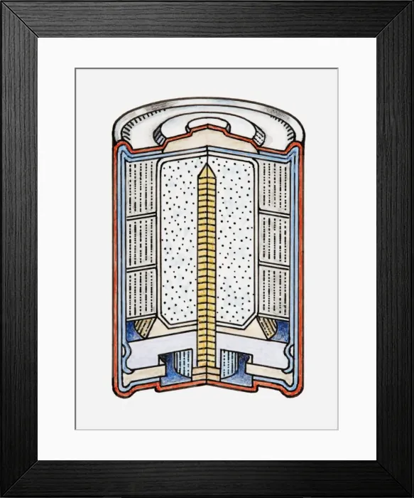 Framed Print : Illustration of cross-section through battery Framed Print : Illustration of cross-section through battery