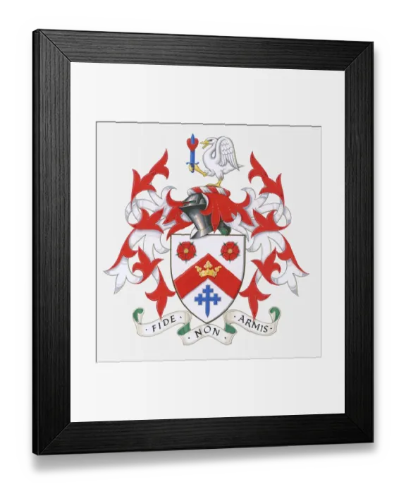Framed Print : Illustration of Latin Script Fide non Armis (By Faith, Not By Force of Arms) on English coat of arms Framed Print : Illustration of Latin Script Fide non Armis (By Faith, Not By Force of Arms) on English coat of arms