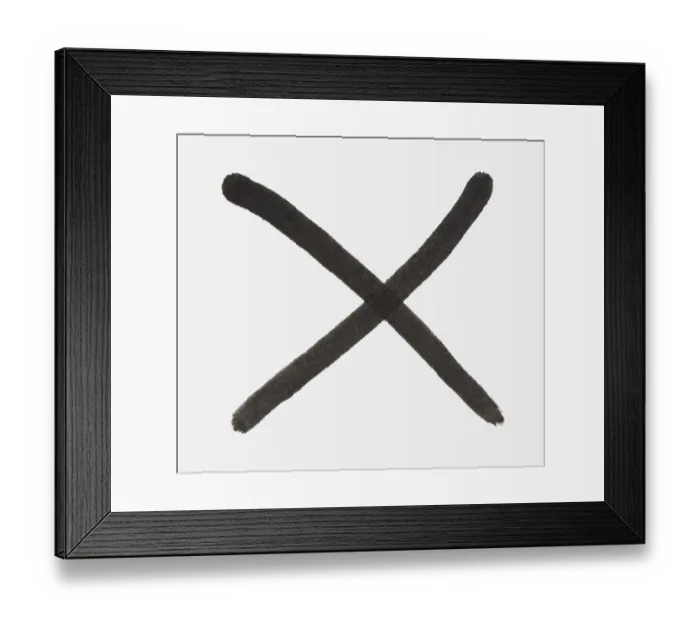 Framed Print : Black and white illustration of black X Framed Print : Black and white illustration of black X