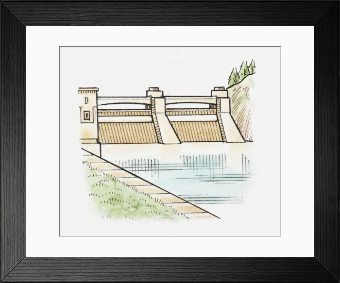 Framed Print : Illustration of a dam Framed Print : Illustration of a dam