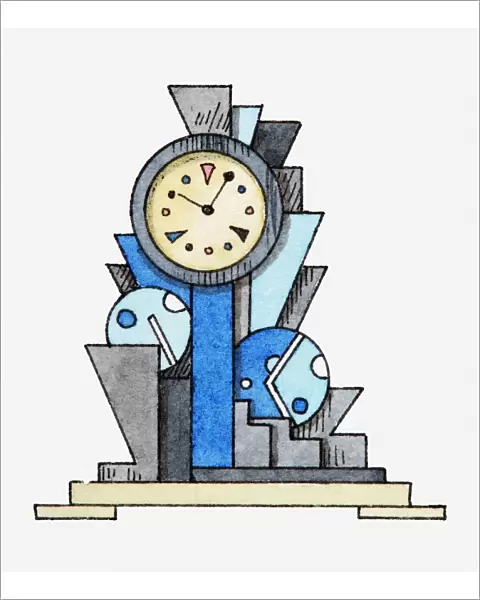 Illustration of Art Deco clock
