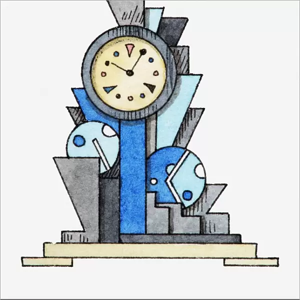 Illustration of Art Deco clock