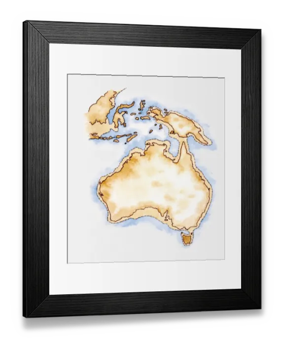 Framed Print : Illustration of simple outline map of Australia Framed Print : Illustration of simple outline map of Australia