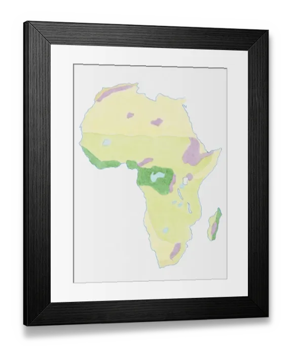 Framed Print : Illustration of simple outline map showing climate zones in Africa Framed Print : Illustration of simple outline map showing climate zones in Africa