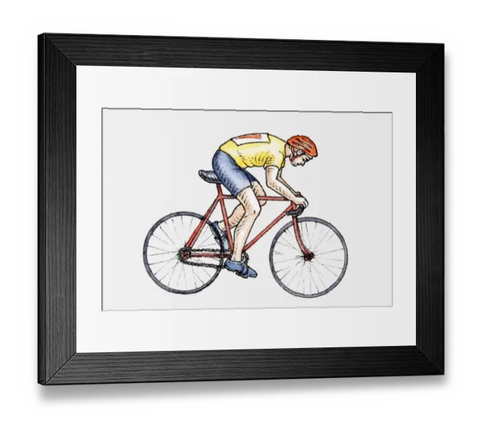 Framed Print : Illustration of man riding racing bicycle Framed Print : Illustration of man riding racing bicycle