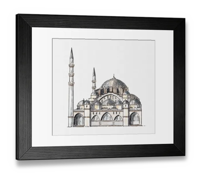 Framed Print : Illustration of Sultan Ahmed Mosque Framed Print : Illustration of Sultan Ahmed Mosque