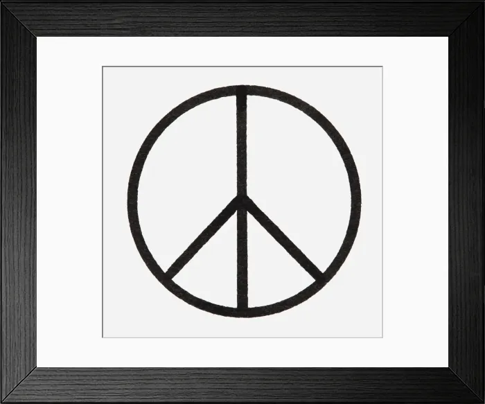 Framed Print : Black and white illustration of CND sign Framed Print : Black and white illustration of CND sign