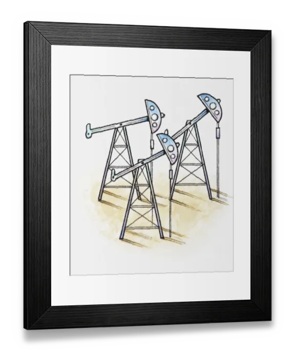 Framed Print : Illustration of oil drills Framed Print : Illustration of oil drills
