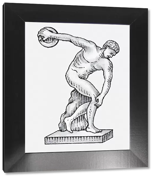 Illustration of Greek statue of naked man throwing discuss