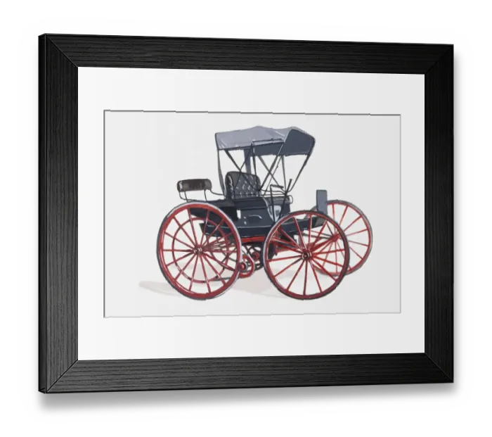 Framed Print : Illustration of horseless carriage, an early form of car, late 19th century Framed Print : Illustration of horseless carriage, an early form of car, late 19th century