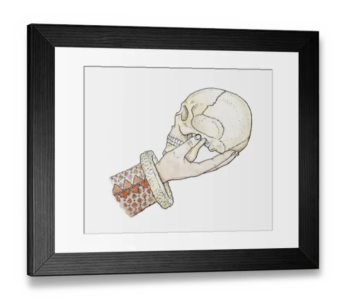 Framed Print : Illustration of hand holding human skull Framed Print : Illustration of hand holding human skull