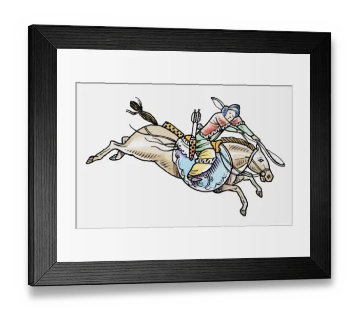 Framed Print : Illustration of Mongolian soldier on horseback Framed Print : Illustration of Mongolian soldier on horseback