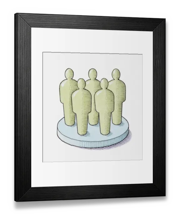 Framed Print : Population chart represented by outlines of people Framed Print : Population chart represented by outlines of people