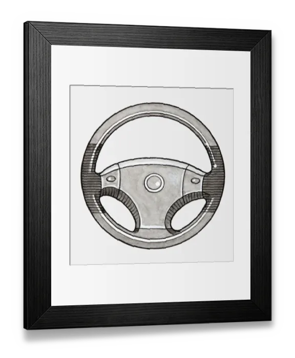 Framed Print : Illustration of steering wheel Framed Print : Illustration of steering wheel