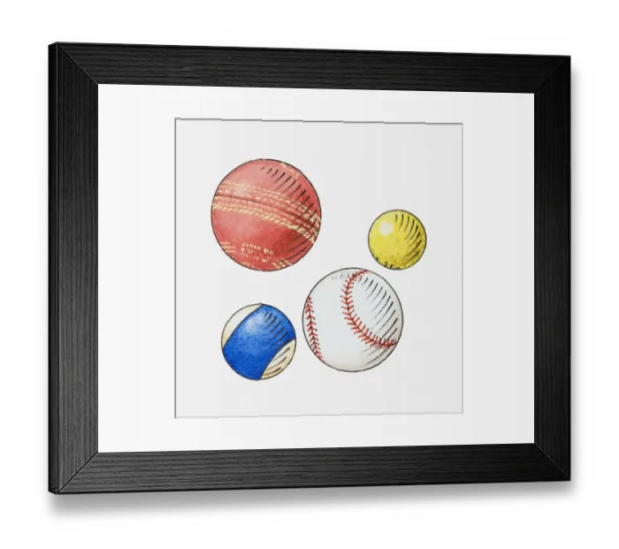 Framed Print : Illustration of four different balls Framed Print : Illustration of four different balls
