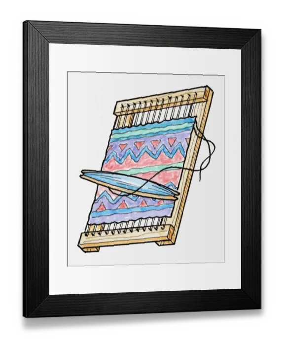 Framed Print : Illustration of woven pattern on loom Framed Print : Illustration of woven pattern on loom