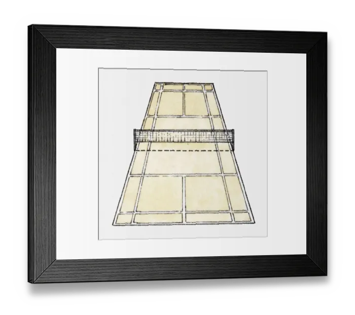 Framed Print : Illustration of tennis court