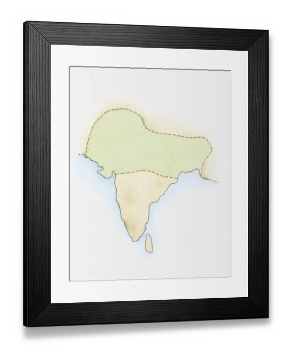 Framed Print : Illustration, map of India with Mauryan Empire highlighted in green