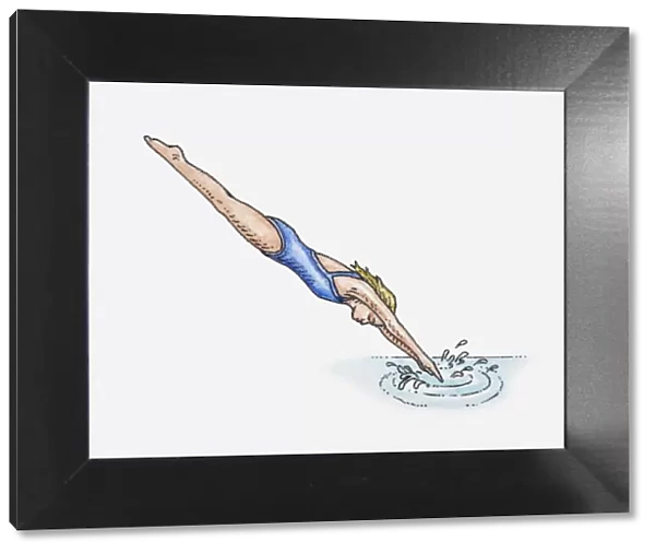 Illustration of swimmer diving in head first