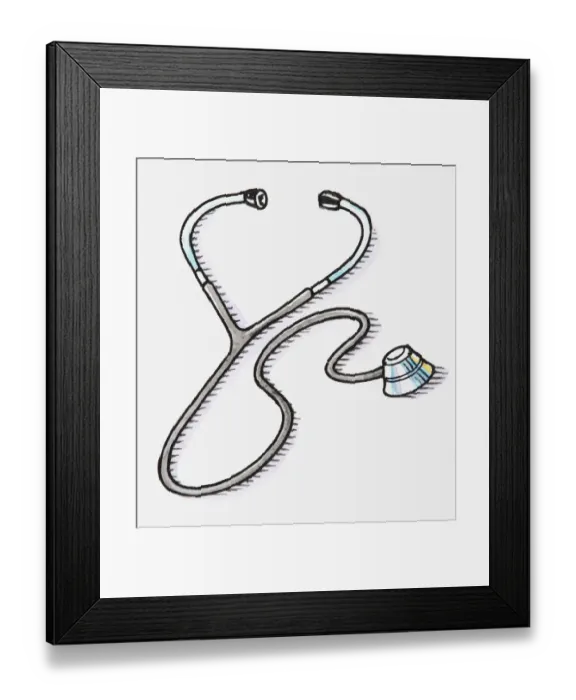 Framed Print : Illustration of stethoscope Framed Print : Illustration of stethoscope