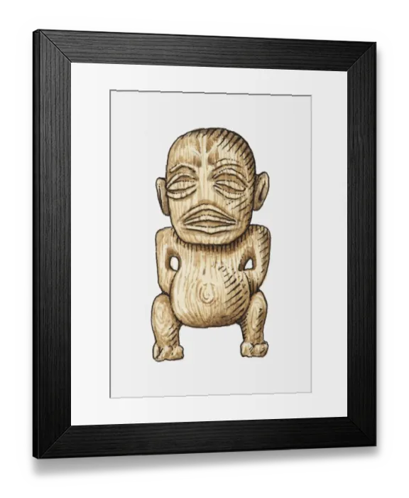 Framed Print : Illustration of Polynesian figurine