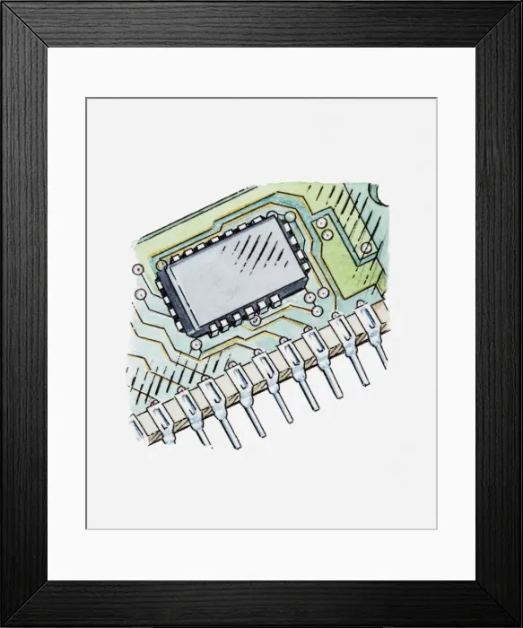 Framed Print : Illustration of microprocessor unit Framed Print : Illustration of microprocessor unit
