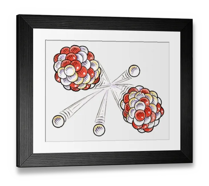 Framed Print : Illustration of split atoms and neutrons Framed Print : Illustration of split atoms and neutrons