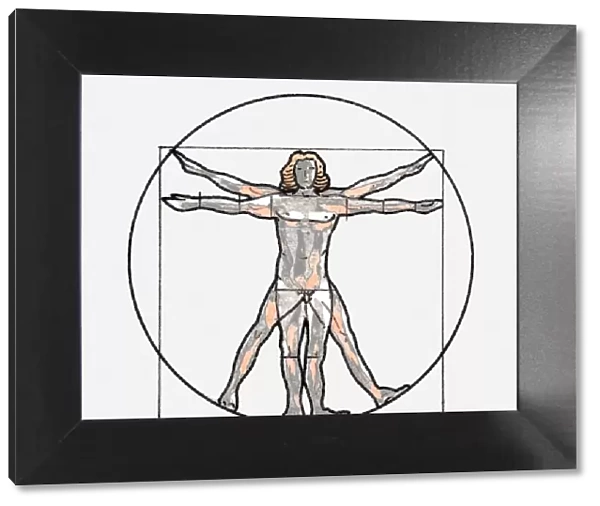Illustration of Vitruvian man symbol