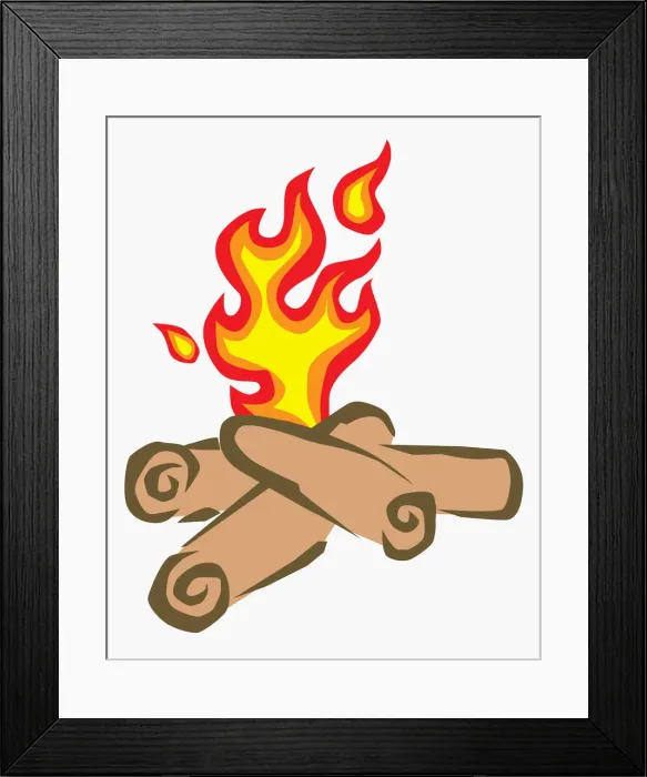 Framed Print : Illustration of log fire Framed Print : Illustration of log fire