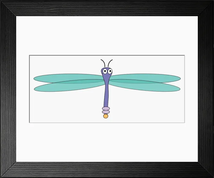 Framed Print : Digital illustration of dragonfly in mid-air Framed Print : Digital illustration of dragonfly in mid-air