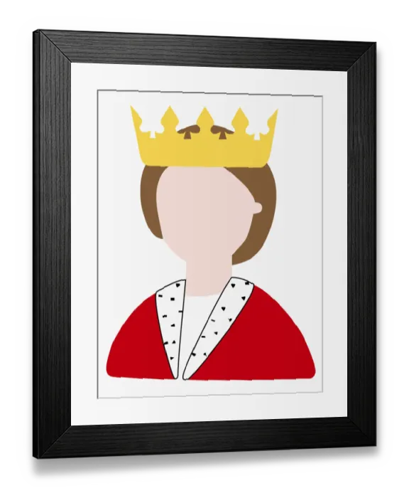 Framed Print : Digital illustration of portrait of queen without face, wearing crown