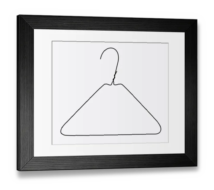 Framed Print : Digital illustration of wire coathanger