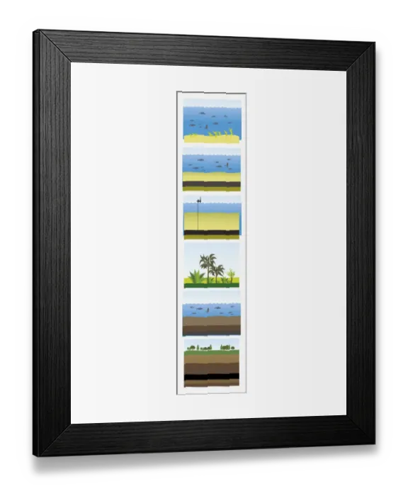 Framed Print : Digital illustration of images depicting creation of fossil fuel Framed Print : Digital illustration of images depicting creation of fossil fuel