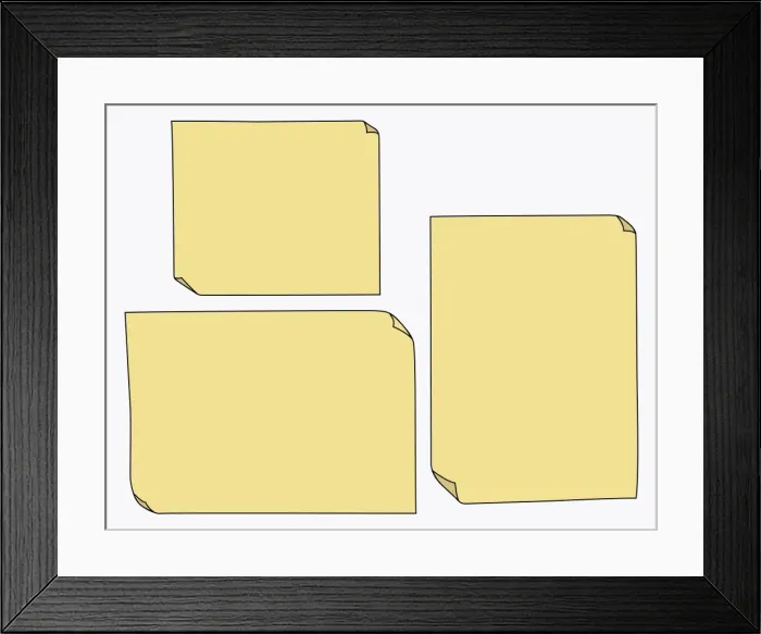 Framed Print : Digital illustration of three blank post-it notes Framed Print : Digital illustration of three blank post-it notes