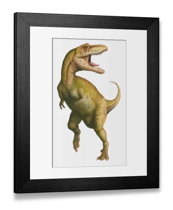 Framed Print : Illustration of a Tyrannosaurus Rex with its mouth wide open, late Cretaceous period