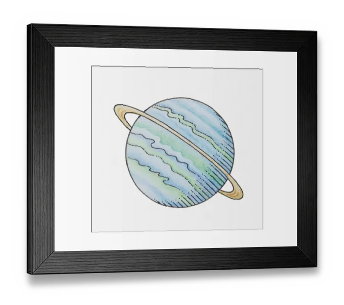 Framed Print : Illustration of planet with ring Framed Print : Illustration of planet with ring