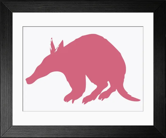 Framed Print : Digital illustration of pink silhouette of Aardvark Framed Print : Digital illustration of pink silhouette of Aardvark