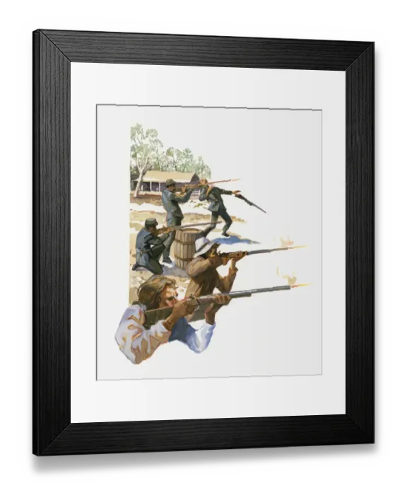 Framed Print : Illustration of Ned Kellys last stand Framed Print : Illustration of Ned Kellys last stand
