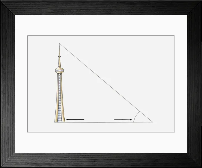 Framed Print : Illustration of right angled triangle and tall building Framed Print : Illustration of right angled triangle and tall building