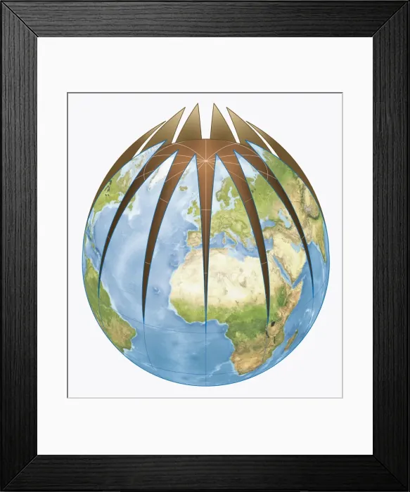 Framed Print : Digital illustration of World globe divided from top Framed Print : Digital illustration of World globe divided from top