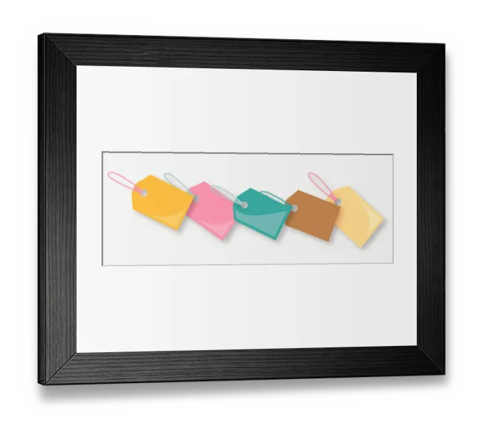 Framed Print : Digital illustration of colourful price tags Framed Print : Digital illustration of colourful price tags