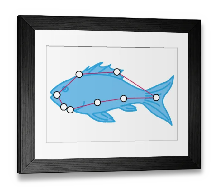Framed Print : Illustration of Piscis Austrinus constellation represented as fish Framed Print : Illustration of Piscis Austrinus constellation represented as fish