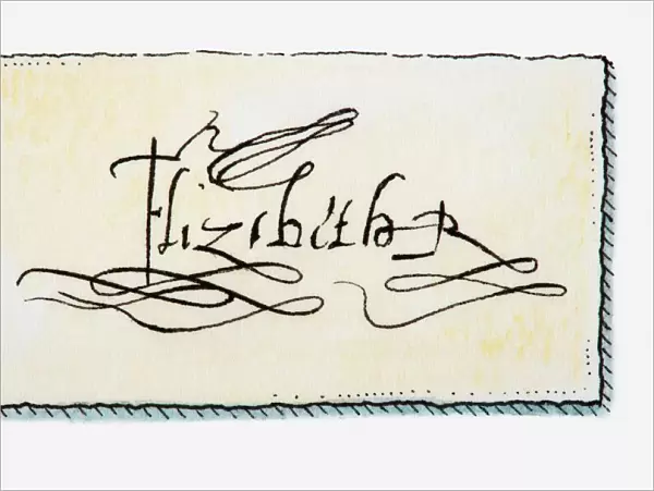 Illustration of the signature of Elizabeth I