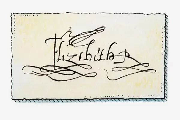 Illustration of the signature of Elizabeth I