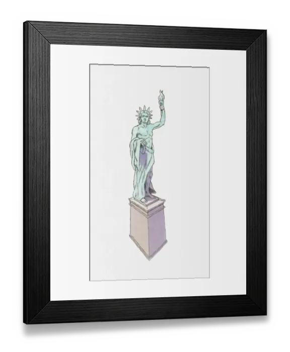 Framed Print : Illustration of Colossus of Rhodes, statue of Greek god Helios