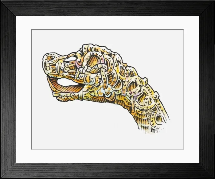 Framed Print : Illustration of the snake-shaped prow of a Viking ship Framed Print : Illustration of the snake-shaped prow of a Viking ship