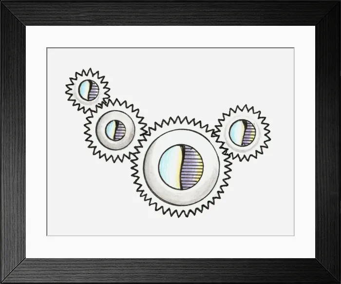Framed Print : Illustration of cogs