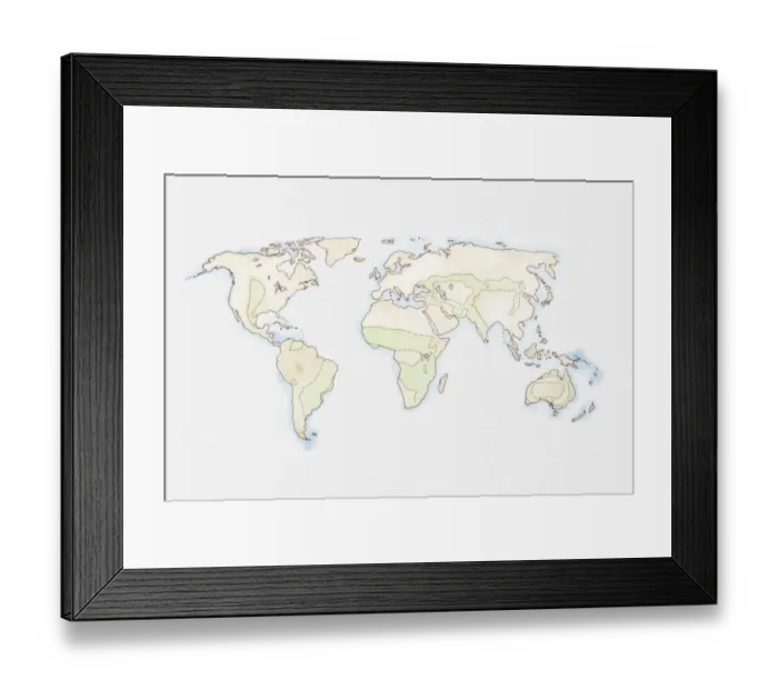 Framed Print : Illustration of world map Framed Print : Illustration of world map