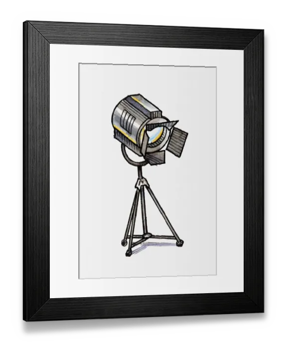 Framed Print : Illustration of spotlight on tripod Framed Print : Illustration of spotlight on tripod