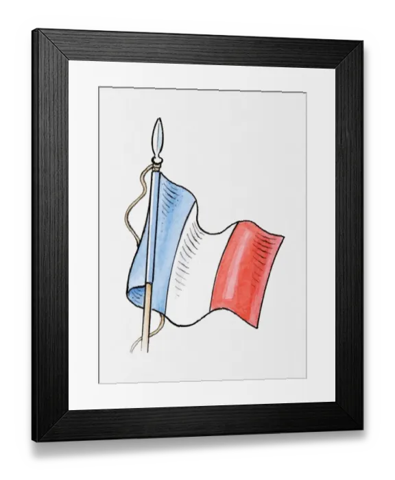 Framed Print : Illustration of French flag on mast Framed Print : Illustration of French flag on mast